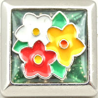 Three Flowers Italian Charm