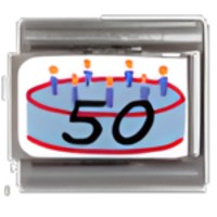 50th Birthday Cake C.A.S.T. Enamel Italian Charm- image