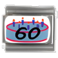 60th Birthday Cake C.A.S.T. Enamel Italian Charm image