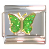 Butterfly Glitter Green Italian Charm image