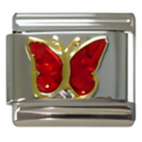 Butterfly Glitter Red Italian Charm image