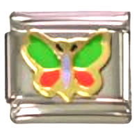 Butterfly Green/Red Italian Charm