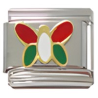 Butterfly RedWhtGrn Italian Charm image