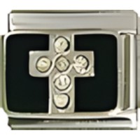 CZ Cross Black Italian Charm image