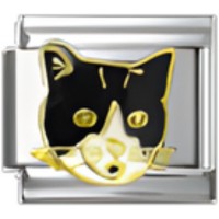 Cat Head Black and White Italian Charm-4 image