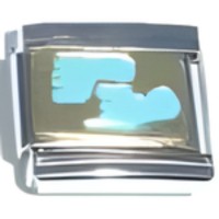 Footprints Blue on Gold Italian Charm image