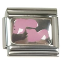 Footprints Pink on Silver Italian Charm image