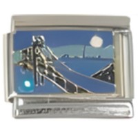 Golden Gate Bridge Scene Night Italian Charm image