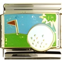 Golf Ball with Flag Italian Charm image