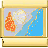 Shells on Beach Gold Italian Charm