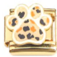 Spotted Paw Print Gold Italian Charm