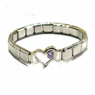 9mm Heart Bracelet with June Birthstone