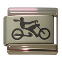 Motorcycle w Rider Laser Italian Charm image