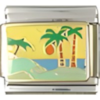 Palm Trees by Ocean Scene Italian Charm image