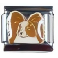 Pappillon Dog BrownWht Italian Charm image
