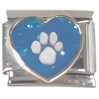 Paw in Heart Blue Italian Charm image