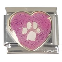 Paw in Heart Pink Italian Charm image
