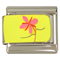 Pink Flower on Yellow C.A.S.T. Enamel Italian Charm image