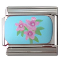 Purple Flowers on Blue C.A.S.T. Enamel Italian Charm image