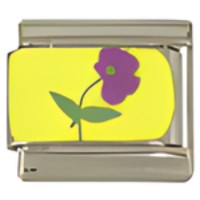 Purple Pansy on Yellow C.A.S.T. Enamel Italian Charm image