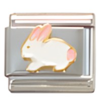 Rabbit PinkWhite Italian Charm image