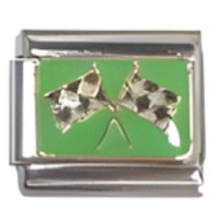 Racing Flags on Green Italian Charm image
