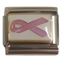Ribbon Purple on White Italian Charm image