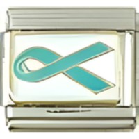 Ribbon Teal on White Italian Charm image
