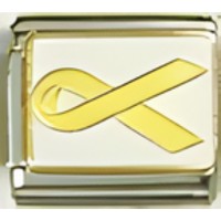 Ribbon Yellow on White Italian Charm image