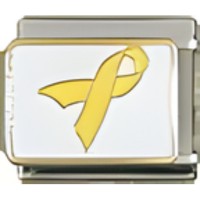 Ribbon Yellow on White Italian Charm_1 image