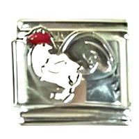 Rooster Black/White Italian Charm