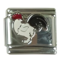 Rooster BlackWhite Italian Charm image