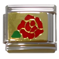 Rose Red on Gold Italian Charm image