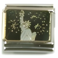 Statue of Liberty with Fireworks Italian Charm image