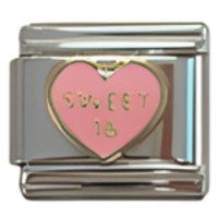 Sweet 16 in Pink Heart Italian Charm image