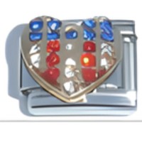 US Crystal Heart Italian Charm image