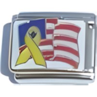 US Flag with Yellow Ribbon Italian Charm image