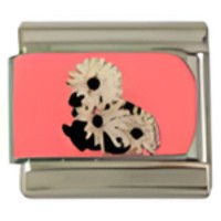 White Daisies on Pink C.A.S.T. Enamel Italian Charm-1 image