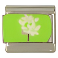 White Flowers on Green C.A.S.T. Enamel Italian Charm-1 image