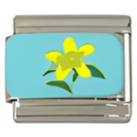 Yellow Flower on Blue C.A.S.T. Enamel Italian Charm-1 image