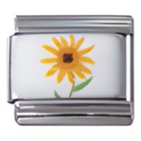 Yellow Flower on White C.A.S.T. Enamel Italian Charm image
