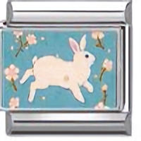 Bunny on Blue Italian Charm