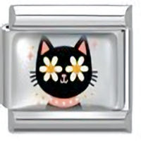 Black Cat Daisy Eyes Italian Charm