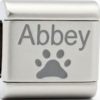 Custom Pet Name with Paw Laser Italian Charm