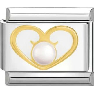 White Heart with Pearl Italian Charm