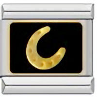 Horseshoe on Black Italian Charm