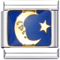 Moon and Star on Blue Italian Charm