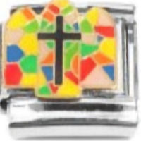 Cross on Stained Glass Italian charm_1