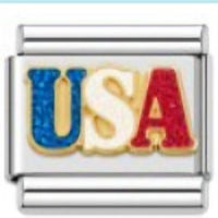 USA Glitter Italian Charm