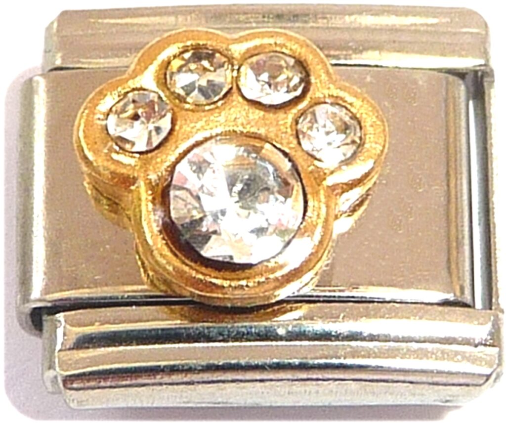 Diamond (April) Paw Print Birthstone Italian Charm Affordable Charms